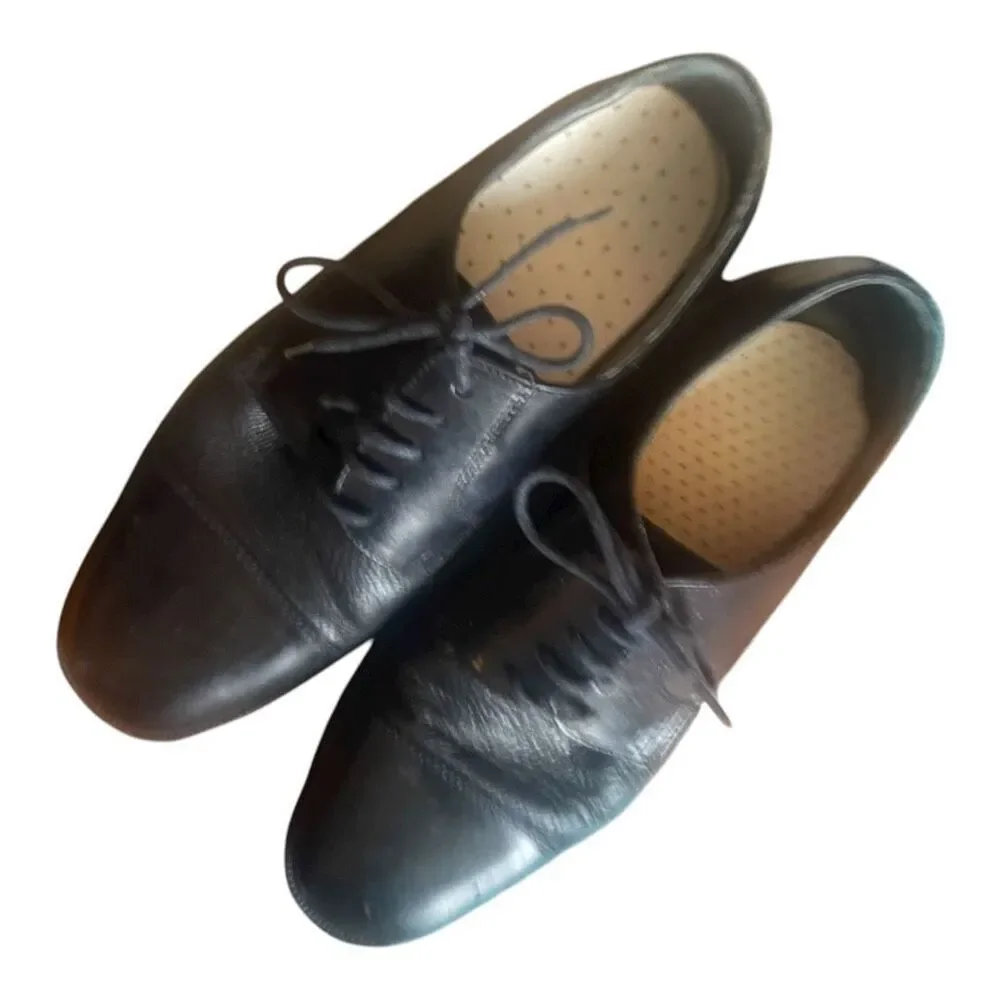 Men's Florsheim Black Cap Toe Leather Oxford Shoes Size 8.5